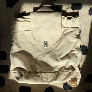 Baggu Canvas Backpack EUC Natural White Zip Pocket